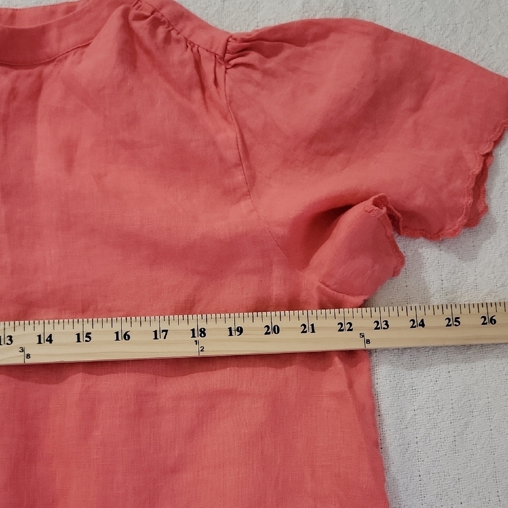 Choco's Orange Pink 100% linen blouse with embroidered details Size 2/12 - Picture 6 of 8